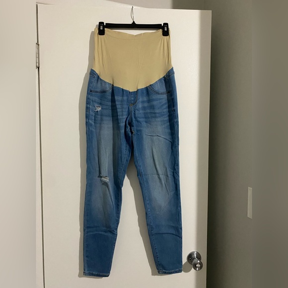 Distressed Maternity Denim Leggings - Picture 1 of 5